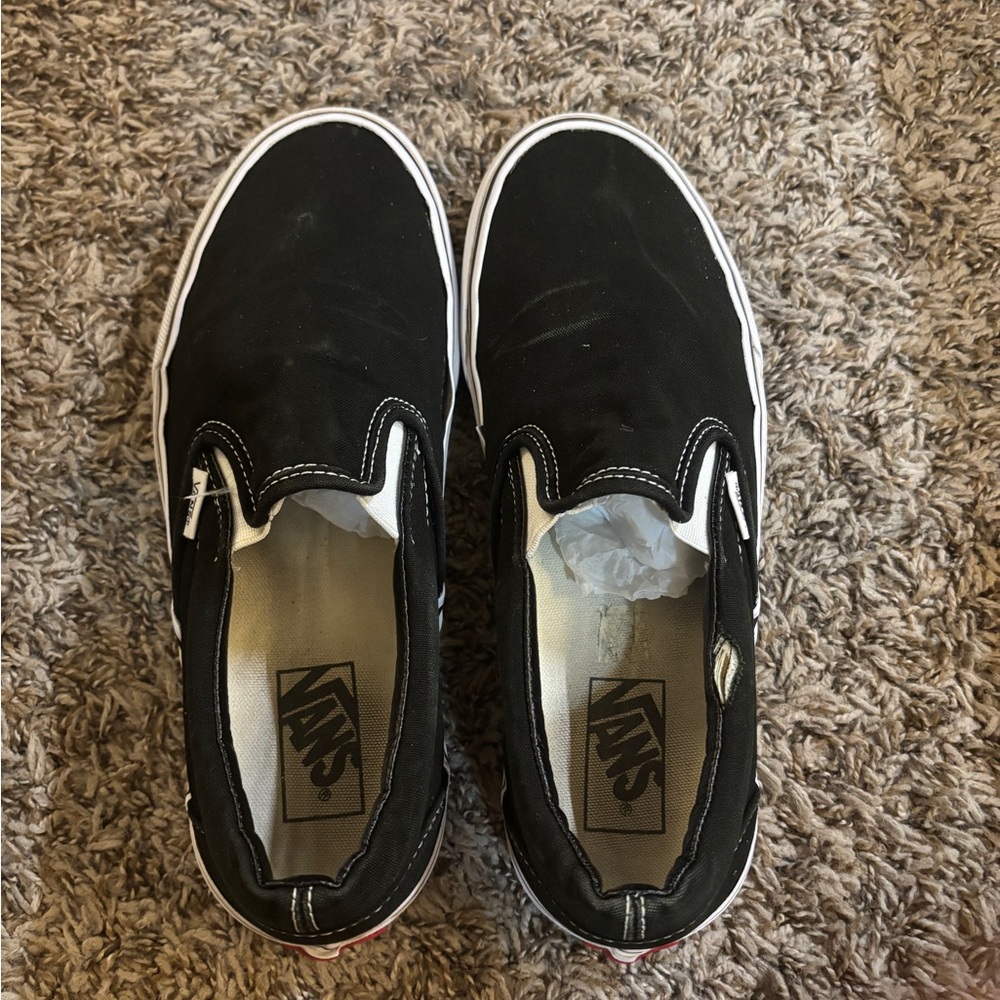 Men Vans Black and White Slip-On Shoes